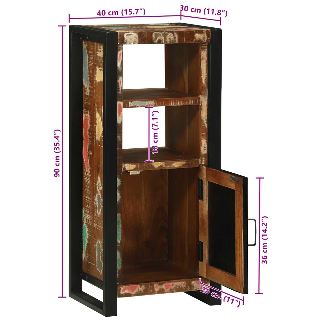 vidaXL Ντουλάπι Τοίχου Μπάνιου 40x30x90 εκ. Μασίφ Ξύλο Ανακυκλωμένο