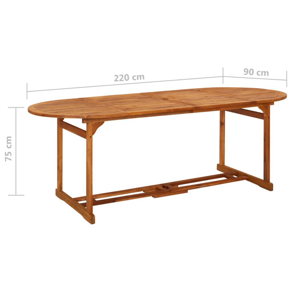 vidaXL Σετ Τραπεζαρίας Κήπου 11 Τεμαχίων 220x90x75 εκ. Μασίφ Ακακία