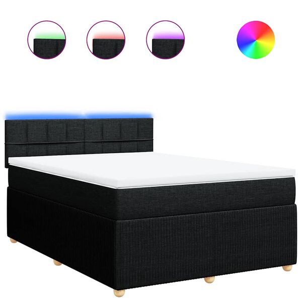 vidaXL &Kappa;&rho;&epsilon;&beta;ά&tau;&iota; Boxspring &mu;&epsilon; &Sigma;&tau;&rho;ώ&mu;&alpha; &Mu;&alpha;ύ&rho;&omicron; 140x200 &epsilon;&kappa;. &Upsilon;&phi;&alpha;&sigma;&mu;ά&tau;&iota;&nu;&omicron;