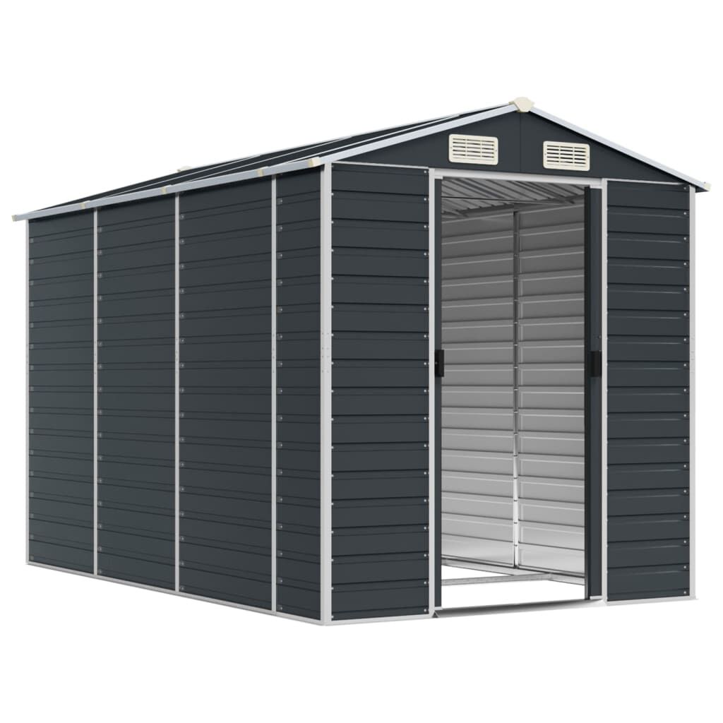 vidaXL Αποθήκη Κήπου Ανθρακί 191x300x198 εκ. Γαλβανισμένο Ατσάλι