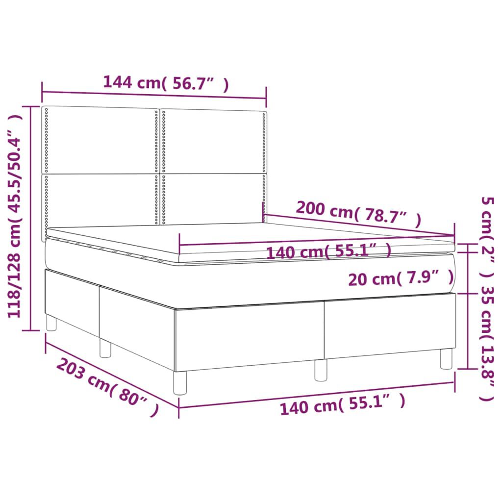 vidaXL Κρεβάτι Boxspring με Στρώμα Taupe 140x200 εκ. Υφασμάτινο