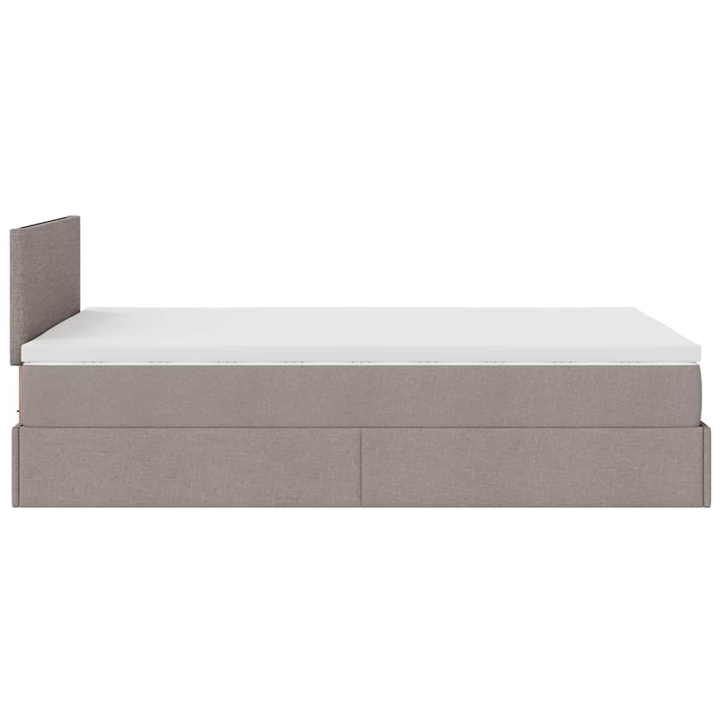 vidaXL Οθωμανικό κρεβάτι με στρώμα & LEDs Taupe 120x200cm ύφασμα