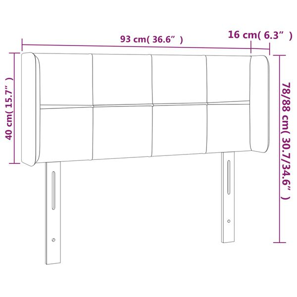 vidaXL Κεφαλάρι με Πτερύγια Ανοιχτό Γκρι 93x16x78/88 εκ. Βελούδινο