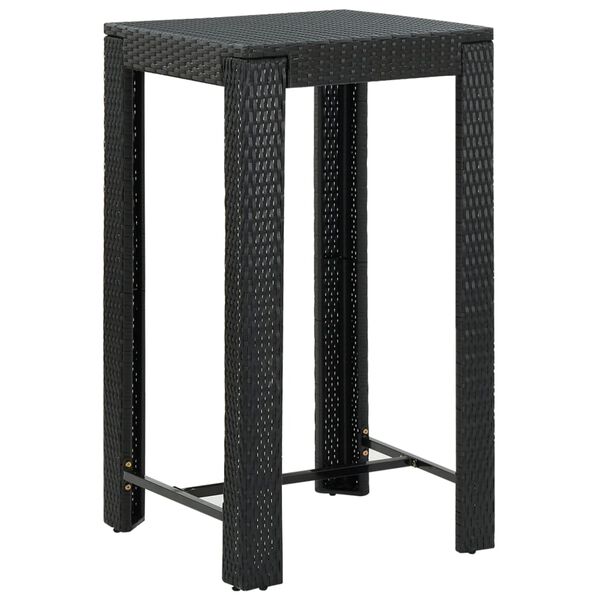 vidaXL Τραπέζι Μπαρ Κήπου Μαύρο 60,5x60,5x110,5 εκ. Συνθετικό Ρατάν