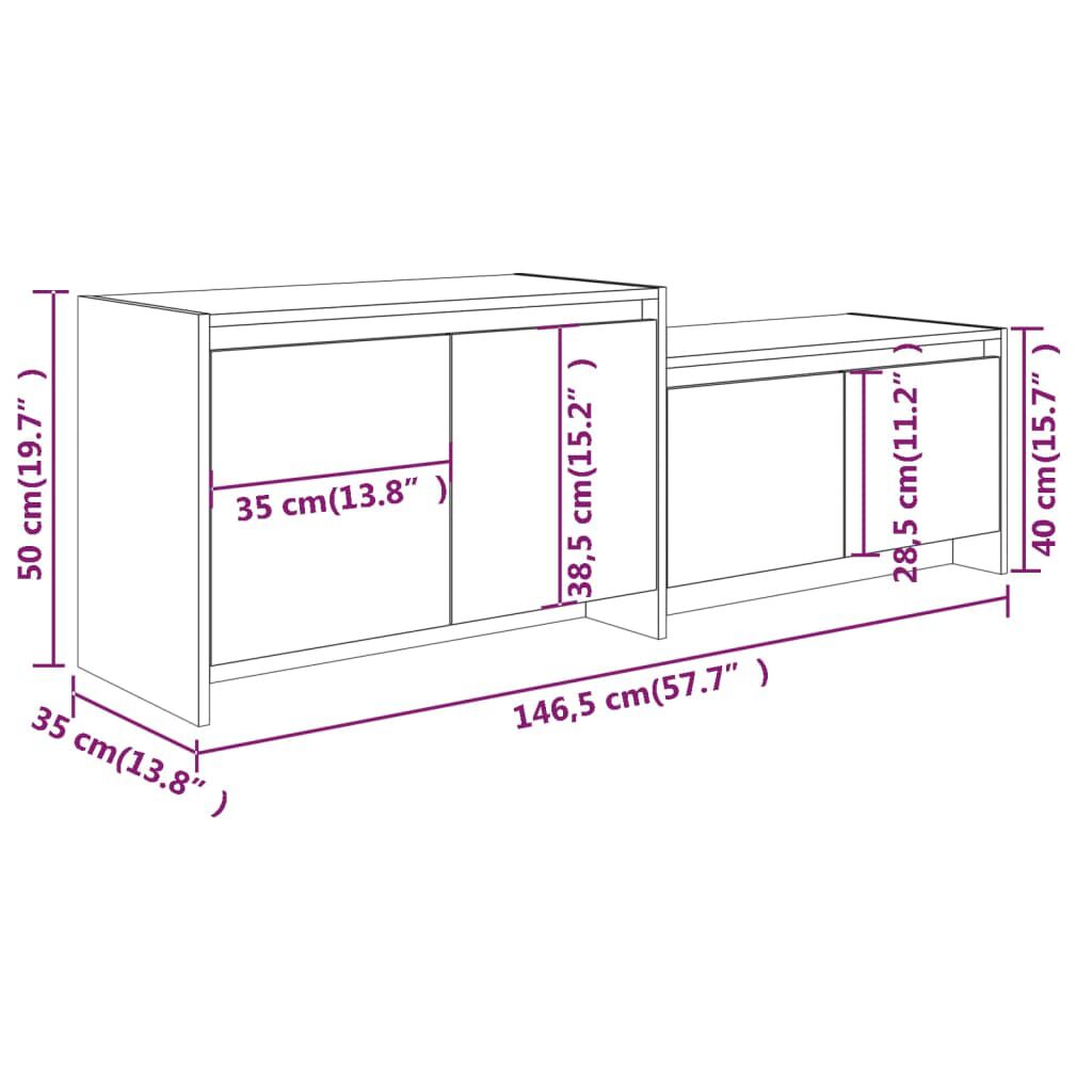 vidaXL Έπιπλο Τηλεόρασης Γκρι Σκυρ. 146,5x35x50 εκ. Επεξ. Ξύλο