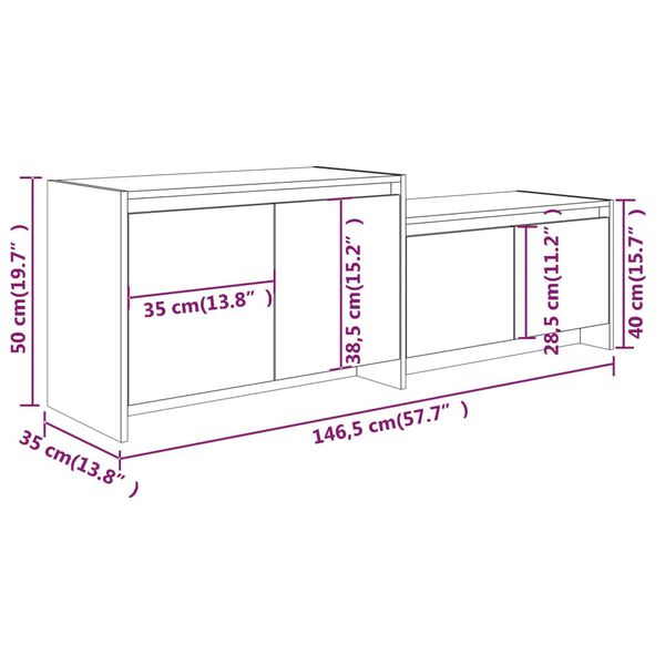 vidaXL Έπιπλο Τηλεόρασης Γκρι Σκυρ. 146,5x35x50 εκ. Επεξ. Ξύλο