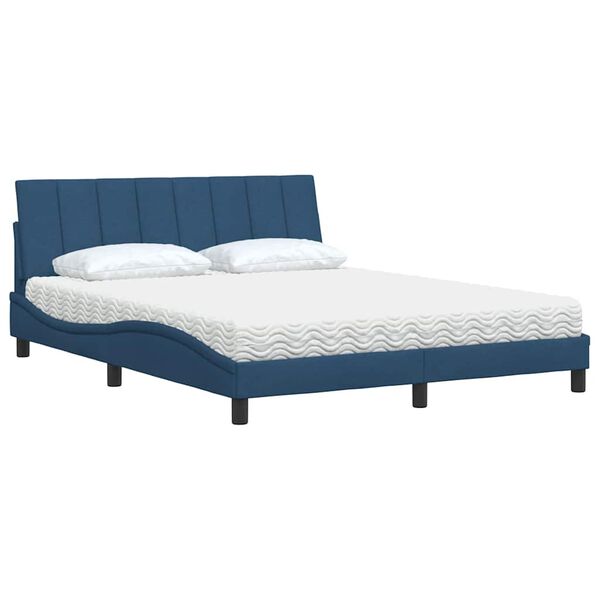 vidaXL Κρεβάτι Μπλε 160x200 εκ. Υφασμάτινο