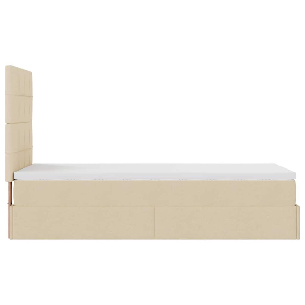 vidaXL Οθωμανικό κρεβάτι με στρώμα Cream 90x200cm ύφασμα
