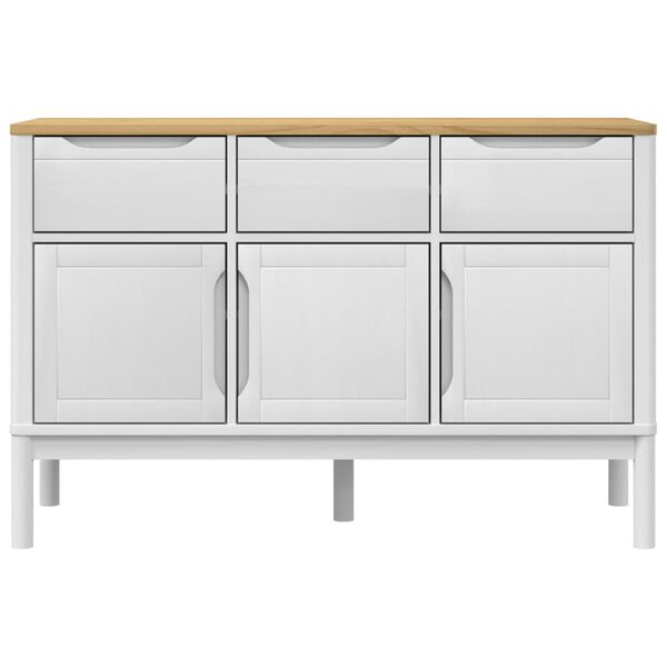 vidaXL Ντουλάπι FLORO Λευκή 114 x 43 x 74 εκ. από Μασίφ Ξύλο Πεύκου