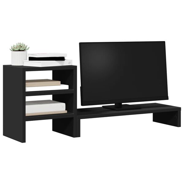 vidaXL Βάση Οθόνης με Organiser Γραφείου Μαύρη από Επεξεργασμένο Ξύλο