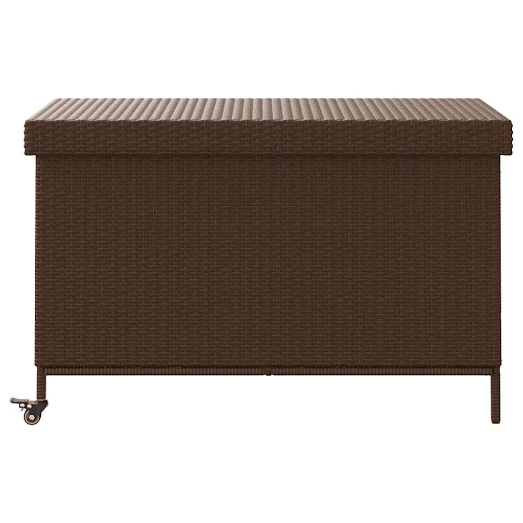 vidaXL Κουτί Αποθήκευσης Κήπου με Ρόδες 110x55x73 εκ. Συνθετικό Ρατάν