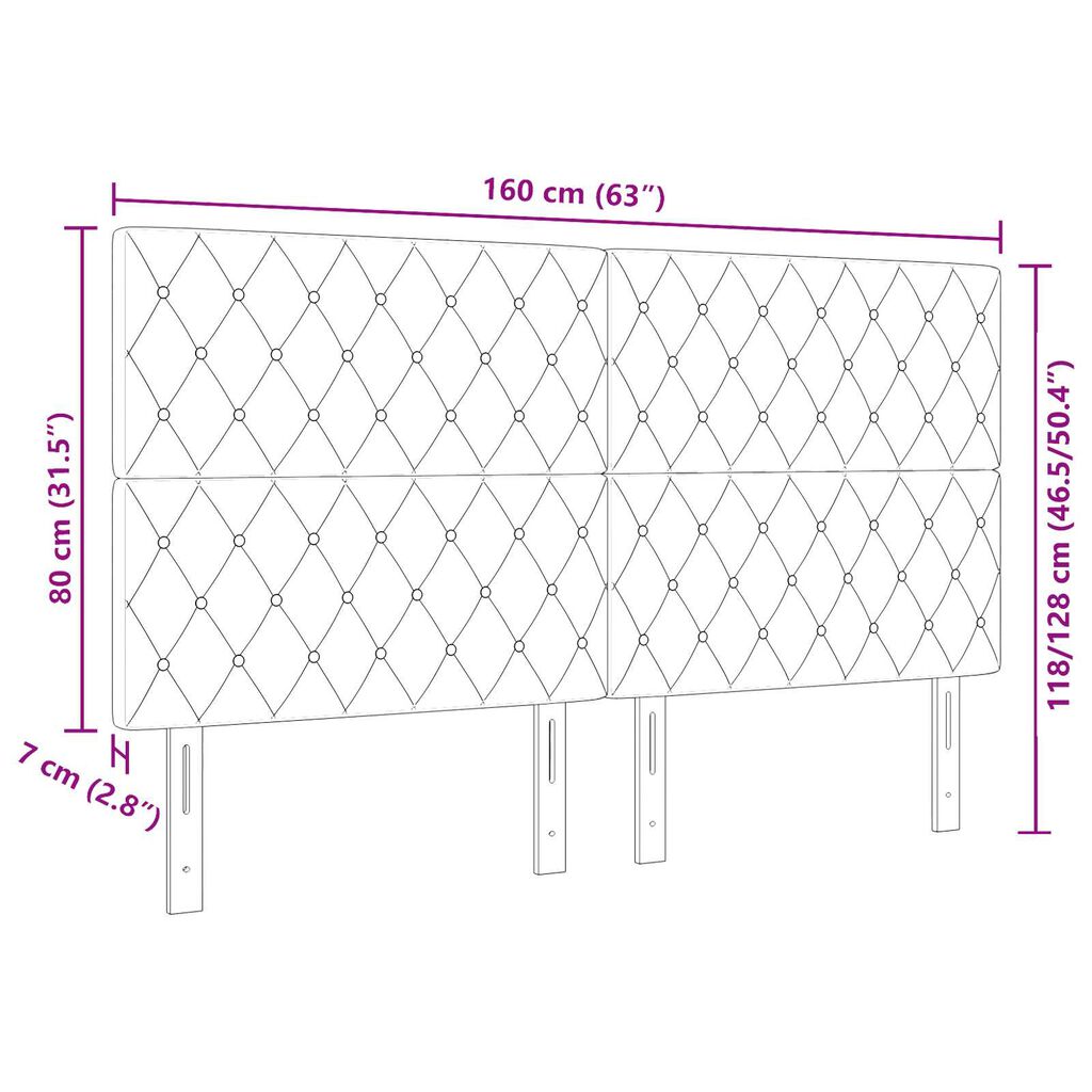 vidaXL LED Κεφαλάρι Σκούρο Μπλε 80 cm Βελούδο