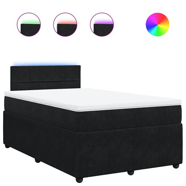 vidaXL Κρεβάτι Boxspring με Στρώμα Μαύρο 120 x 200 εκ. Βελούδινο