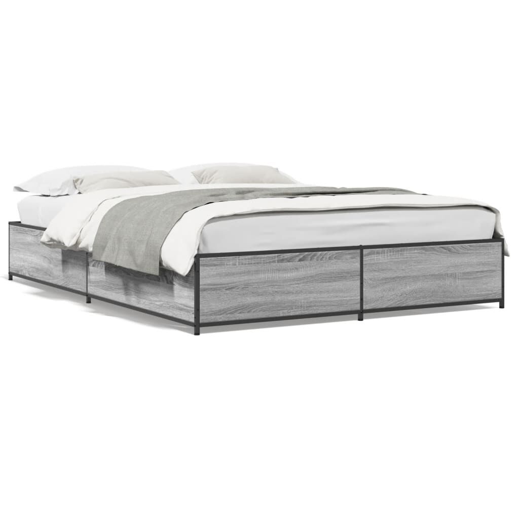 vidaXL Πλαίσιο Κρεβατιού Γκρι Sonoma 120 x 190εκ. Επεξ. Ξύλο & Μέταλλο