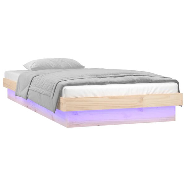 vidaXL Πλαίσιο Κρεβατιού με LED 90 x 200 εκ. από Μασίφ Ξύλο