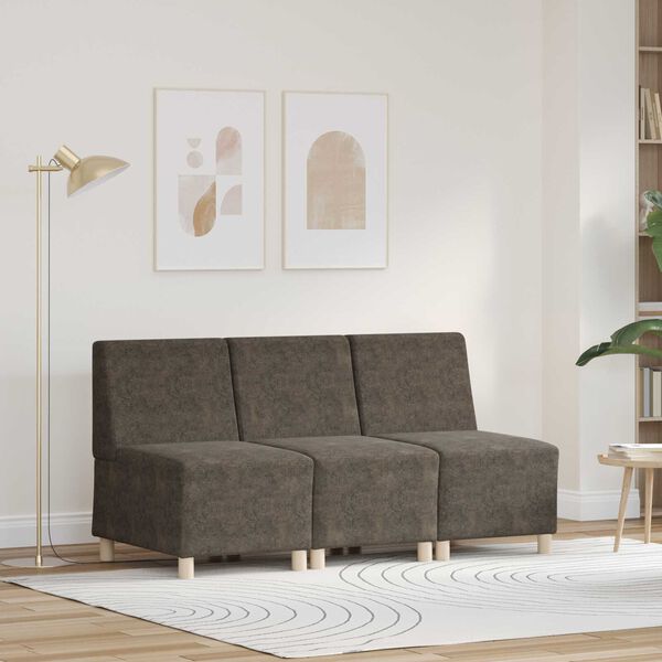vidaXL Καθίσμα Σαλονιού 3 pcs Σκούρο Γκρι 55 εκ. Ψεύτικο σουέτ δέρμα