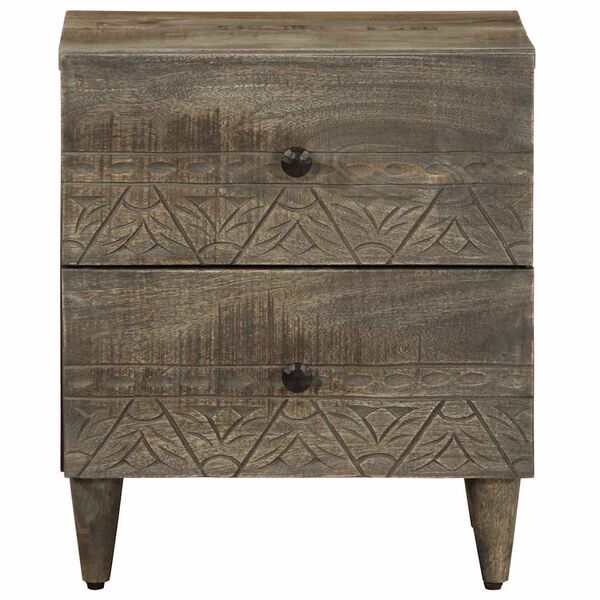 vidaXL κομοδίνο ντουλάπι ανοιχτό γκρι 40x33x46 cm μασίφ ξύλο Mango