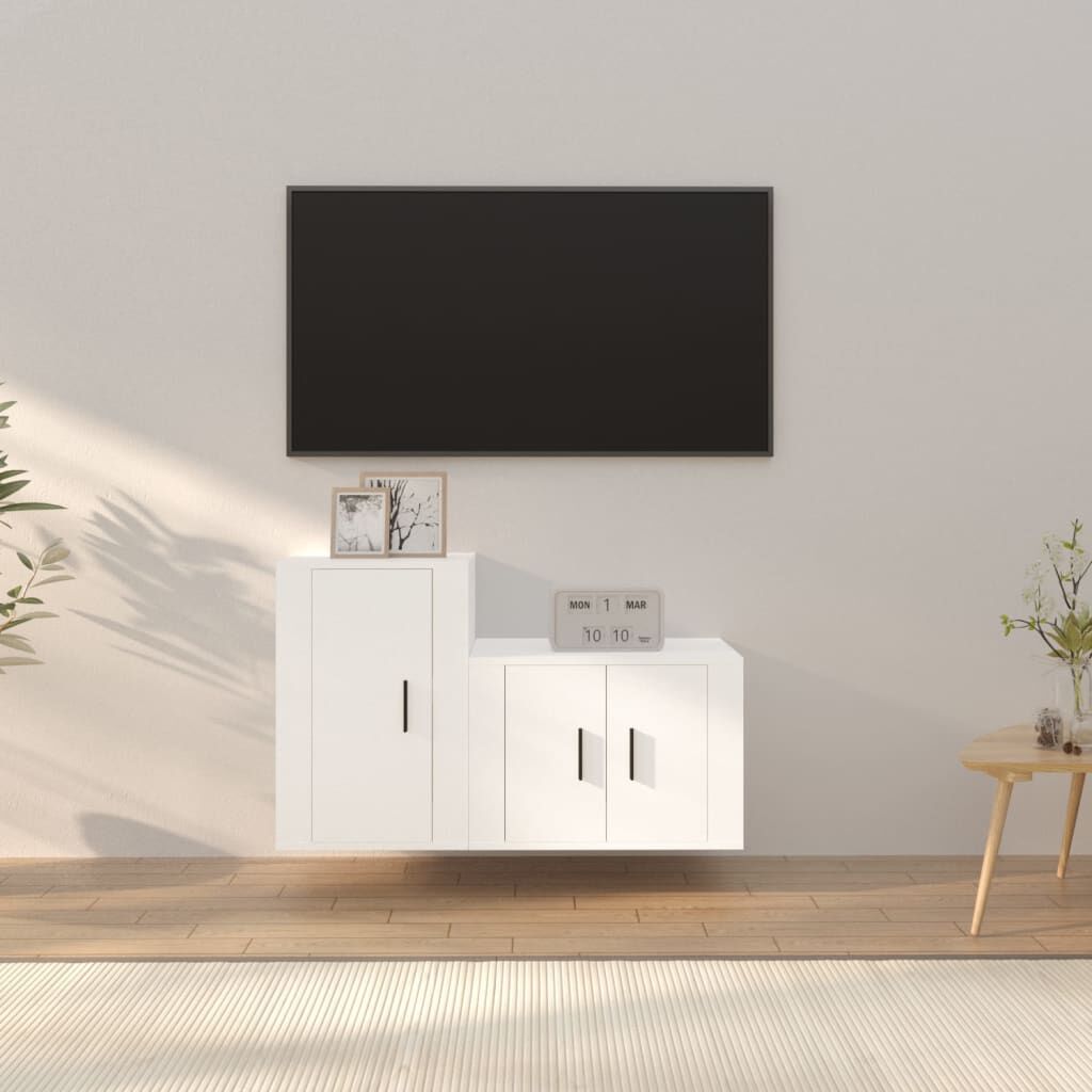 vidaXL Σετ Επίπλων Τηλεόρασης 2 Τεμαχίων Λευκό από Επεξεργασμένο Ξύλο