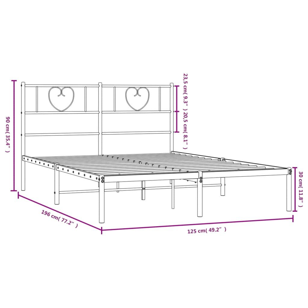 vidaXL Πλαίσιο Κρεβατιού με Κεφαλάρι Μαύρο 120 x 190 εκ. Μεταλλικό