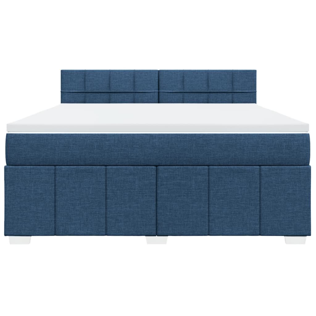 vidaXL Κρεβάτι Boxspring με Στρώμα Μπλε 180x200 εκ. Υφασμάτινο