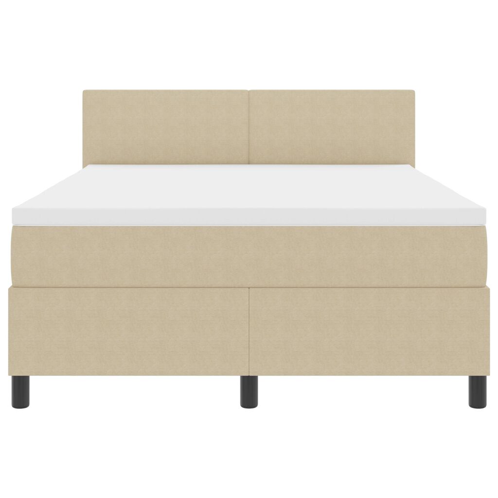 vidaXL Box Spring Bed με Στρώμα & LED Φως Πράσινο Γκρι 140x200 εκ. Ύφασμα Κορντούρας