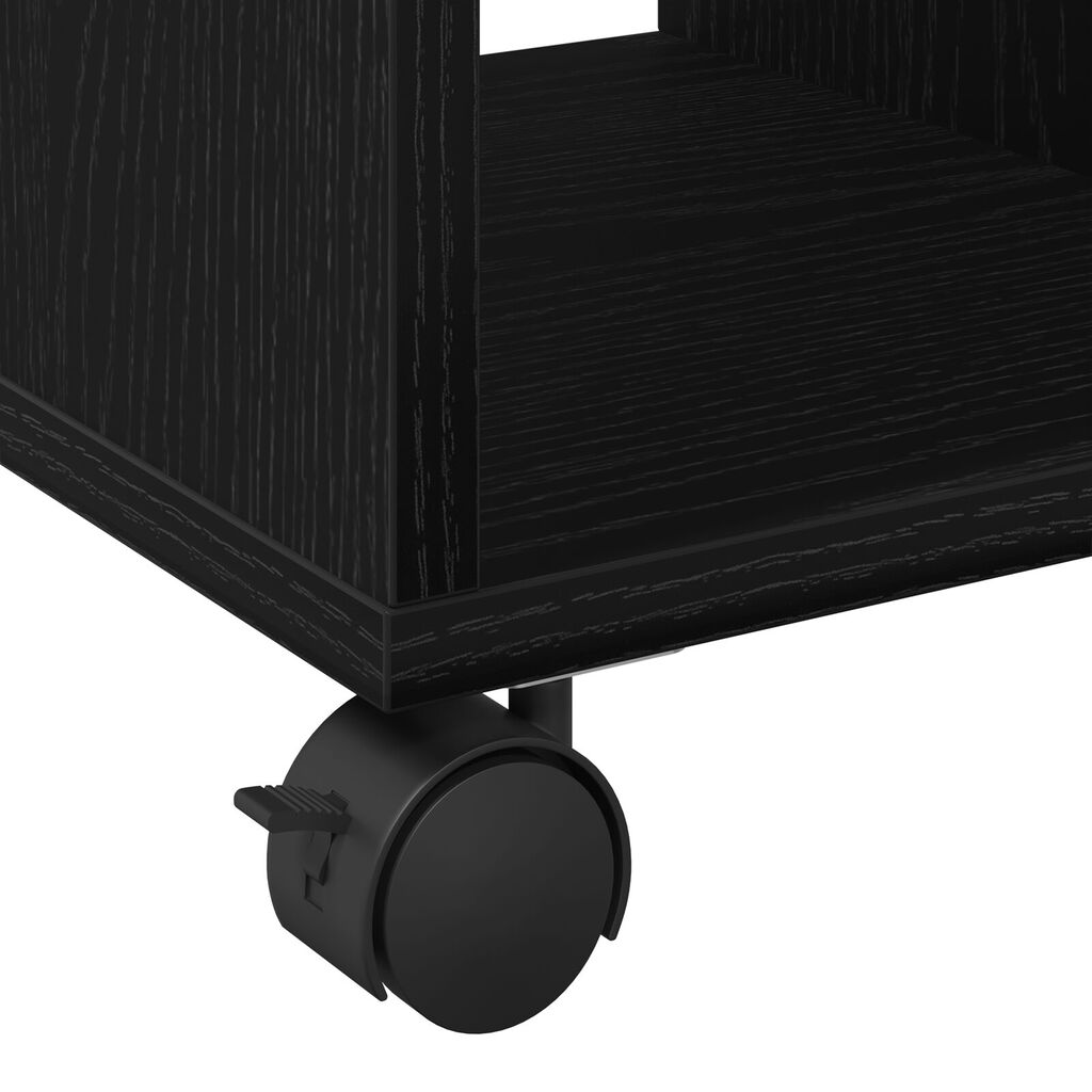 vidaXL Τραπέζι πλευρής με ρόδες, Μαύρο Δρυ, 50x30x55 εκ. από επεξεργασμένο ξύλο