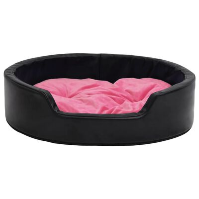 vidaXL Κρεβάτι Σκύλου Μαύρο/Ροζ 79 x 70 x 19 εκ. Βελουτέ/Συνθ. Δέρμα