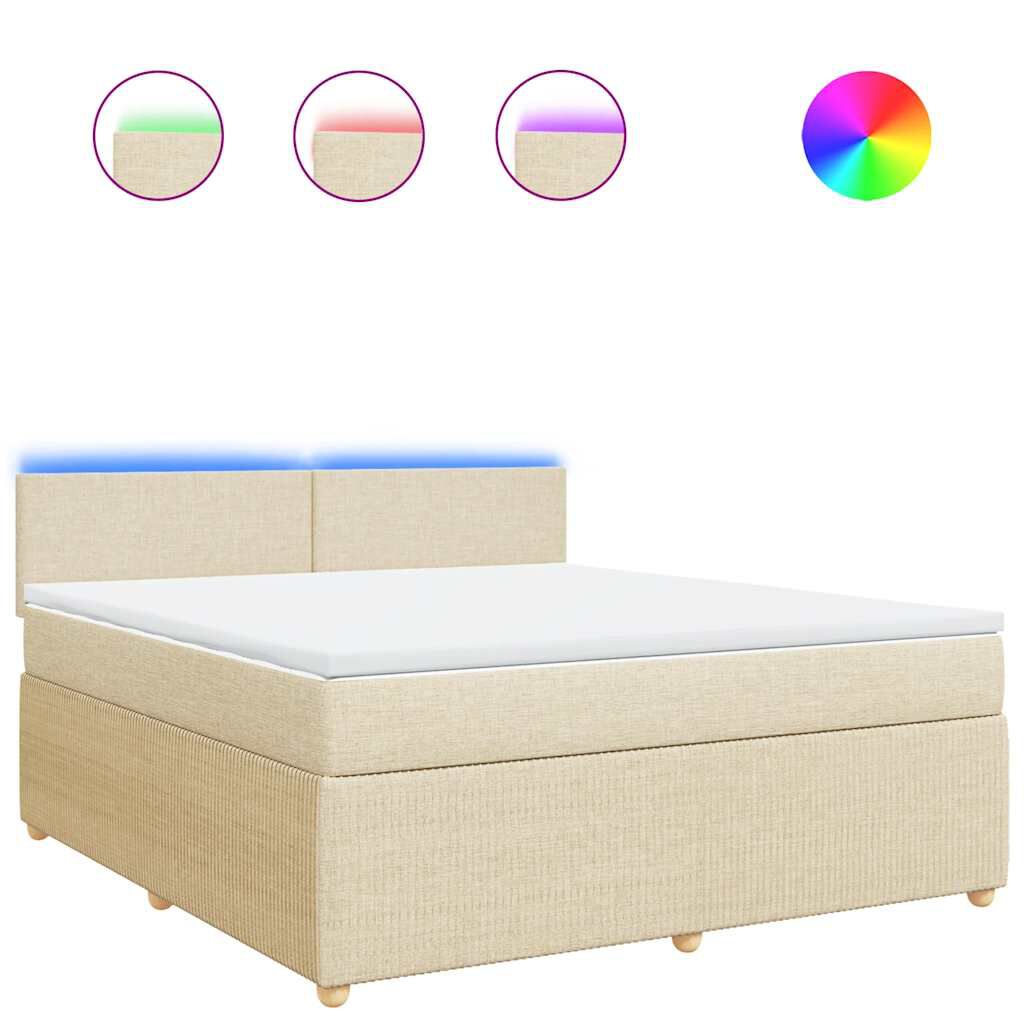 vidaXL Κρεβάτι Boxspring με Στρώμα Κρεμ 180x200 εκ. Υφασμάτινο
