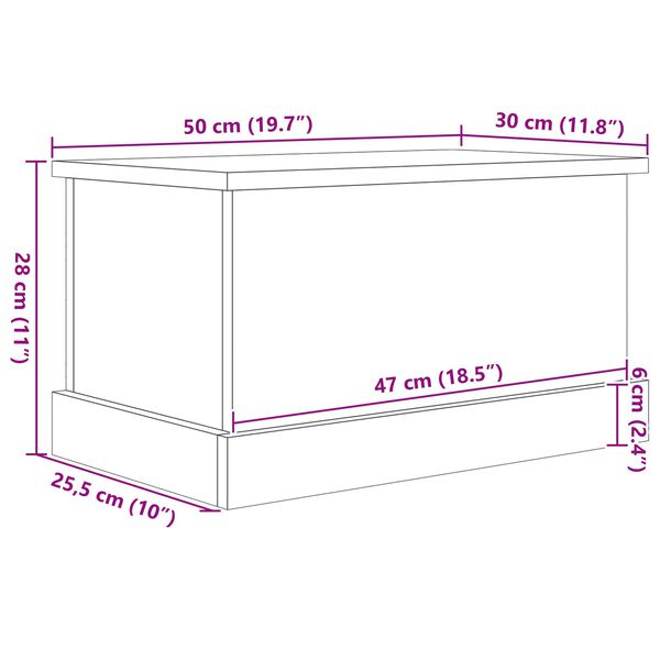 vidaXL Κουτί Αποθήκευσης Μαύρη Οξιά 50x30x28 εκ Επεξεργασμένο Ξύλο