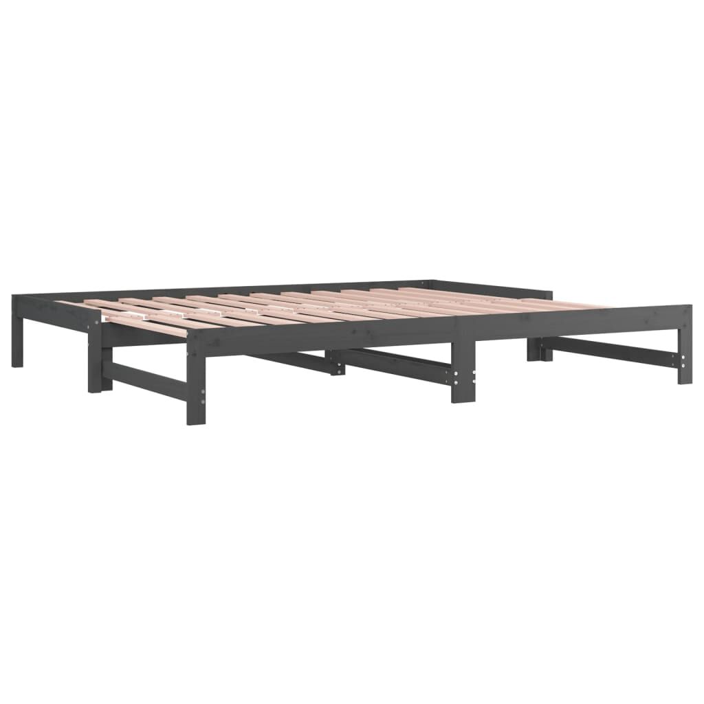 vidaXL Καναπές Κρεβάτι Συρόμενος Γκρι 2x(90x200) εκ. Μασίφ Ξύλο Πεύκου