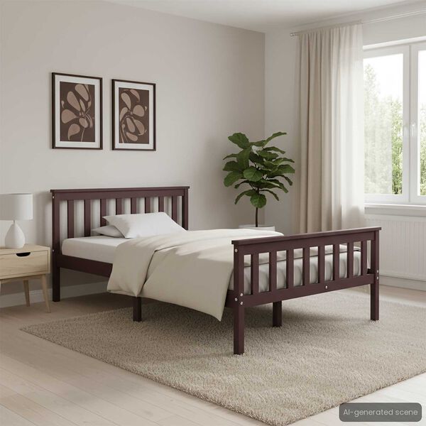 vidaXL Πλαίσιο Κρεβατιού Σκούρο Καφέ 120 x 200 εκ. Μασίφ Ξύλο Πεύκου