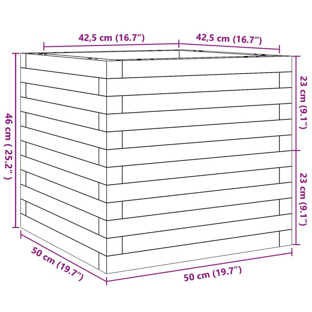 vidaXL Ζαρντινιέρα Κήπου 50x50x46 εκ. από Μασίφ Ξύλο Ψευδοτσούγκας