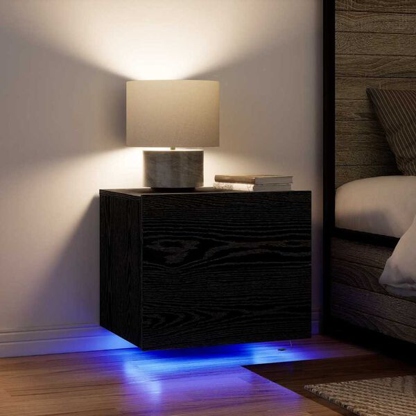 vidaXL Τοίχου κομοδίνο Μαύρη δρυς 50 x 39 x 41 εκ. Επεξεργασμένο ξύλο