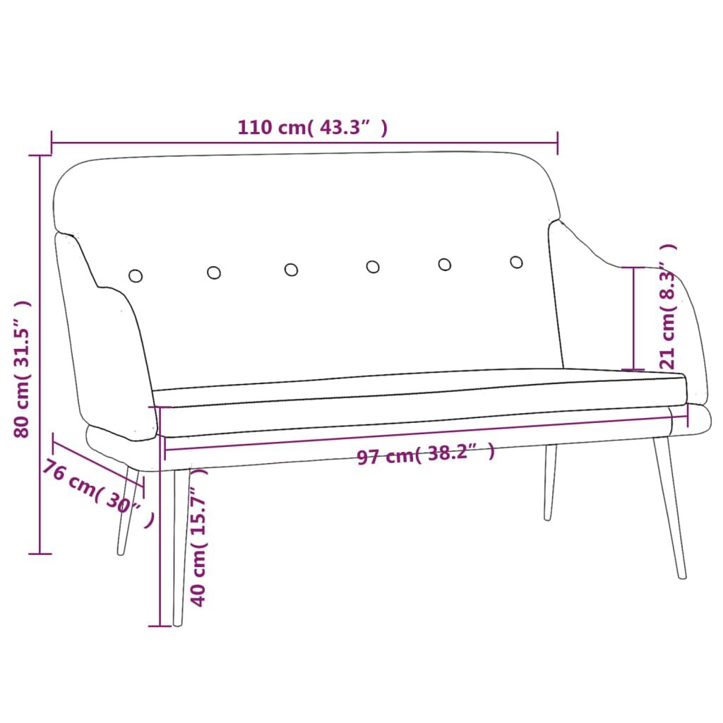 vidaXL Πάγκος Κρεμ 110x76x80 εκ. Υφασμάτινος