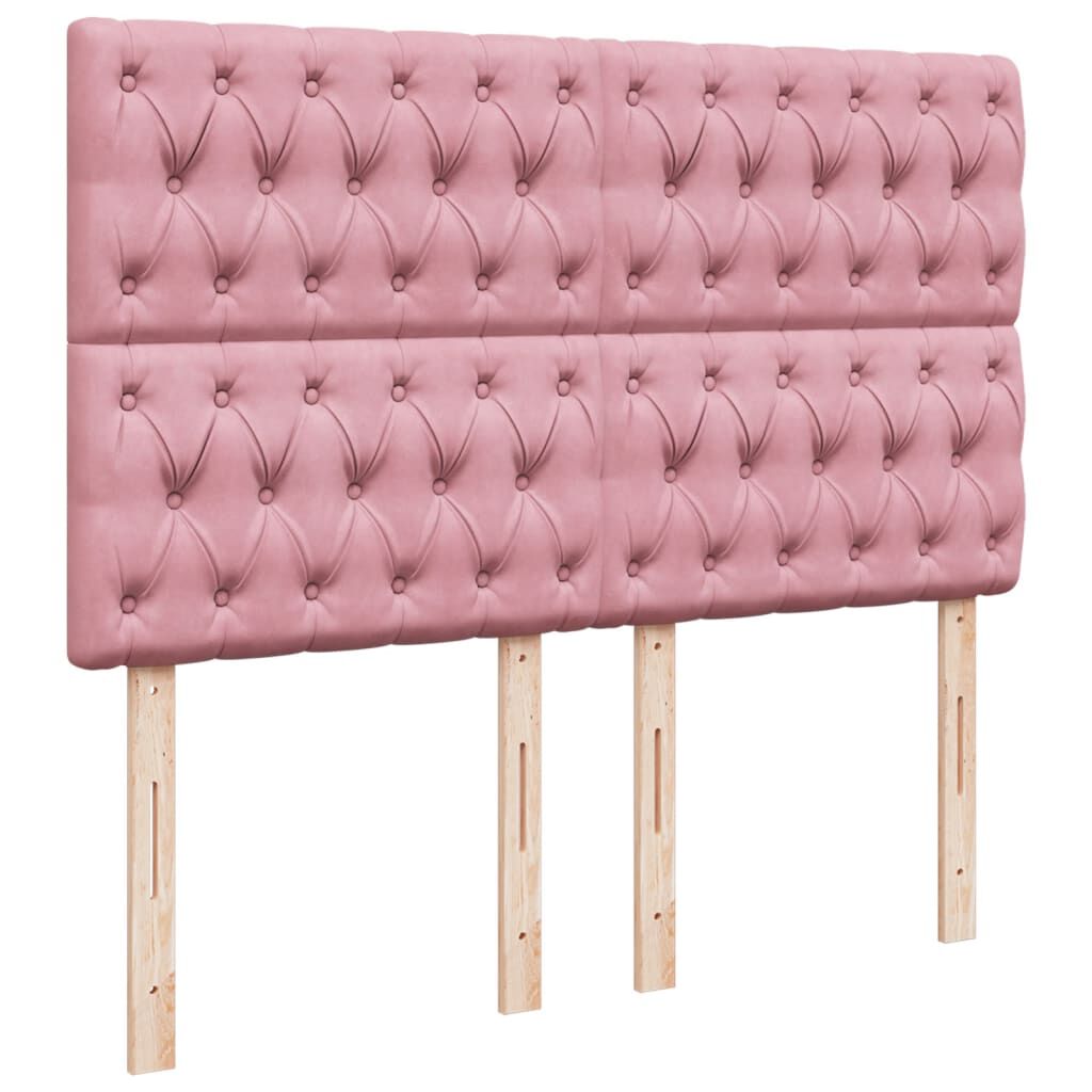 vidaXL Κρεβάτι Boxspring με Στρώμα Ροζ 140x190 εκ. Βελούδινο