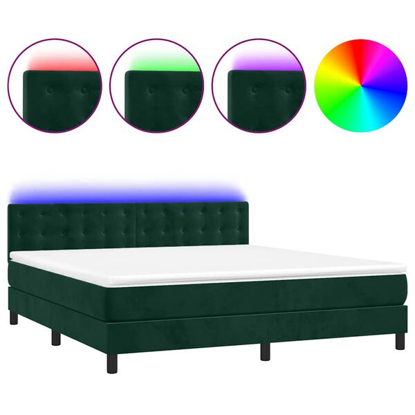 vidaXL &Kappa;&rho;&epsilon;&beta;ά&tau;&iota; Boxspring &mu;&epsilon; &Sigma;&tau;&rho;ώ&mu;&alpha; & LED &Sigma;&kappa;. &Pi;&rho;ά&sigma;&iota;&nu;&omicron; 160x200&epsilon;&kappa; &Beta;&epsilon;&lambda;&omicron;ύ&delta;&omicron;