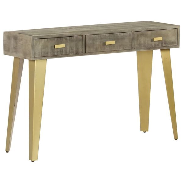 vidaXL Τραπέζι Κονσόλα Γκρι / Μπρονζέ 110x35x76 εκ. Μασίφ Ξύλο Μάνγκο