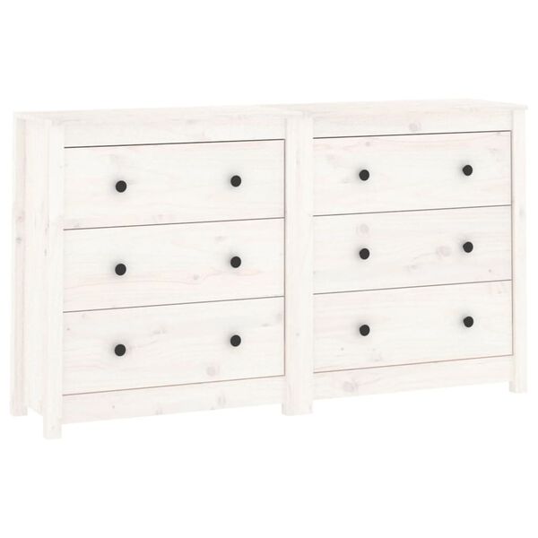 vidaXL Ντουλάπι Λευκό 140x35x80 εκ. από Μασίφ Ξύλο Πεύκου