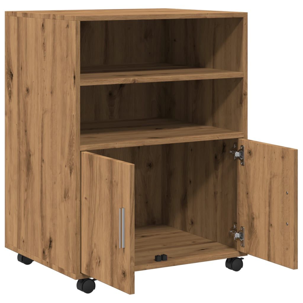 vidaXL Ντουλάπι Τροχήλατο Αρτισιανή Δρυς 60x48x81 εκ. από Επεξ. Ξύλο