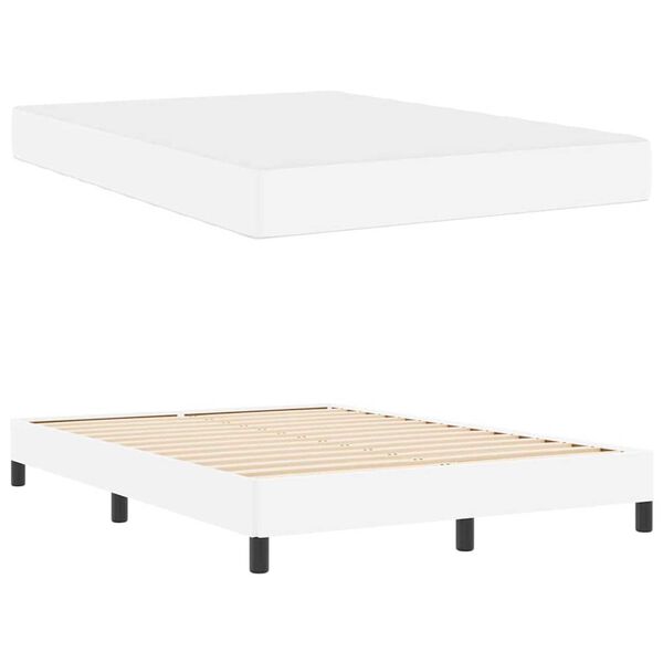 vidaXL Κρεβάτι με στρώμα Καθαρό Λευκό 160 x 200 cm Τεχνητό δέρμα