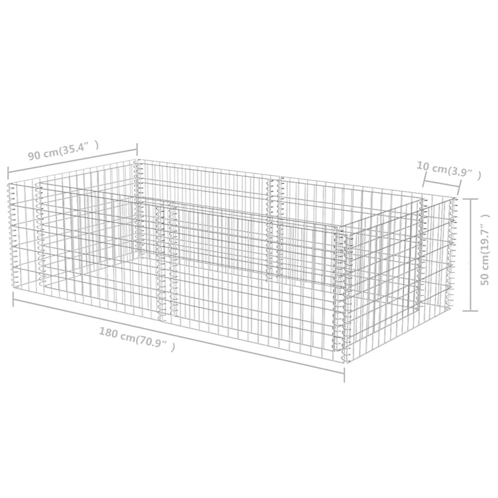 vidaXL Συρματοκιβώτιο Γλάστρα 180 x 90 x 50 εκ. Γαλβανισμένος Χάλυβας