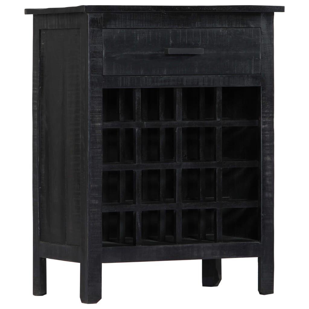 vidaXL Ραφιέρα / Σταντ Κρασιών Μαύρη 56x35x75 εκ. Μασίφ Ξύλο Μάνγκο