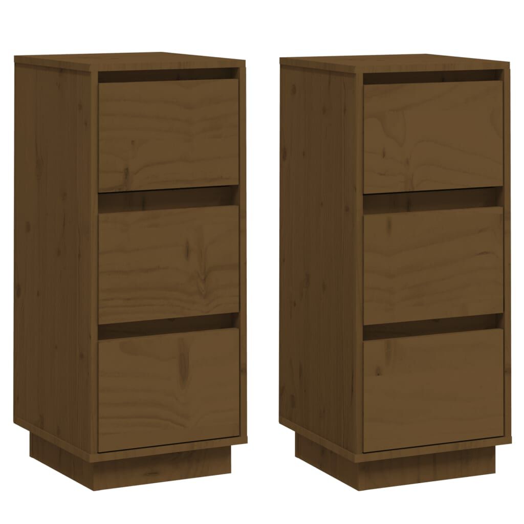 vidaXL Συρταριέρες 2 τεμ. Καφέ Μελί 32x34x75 εκ. από Μασίφ Ξύλο Πεύκου