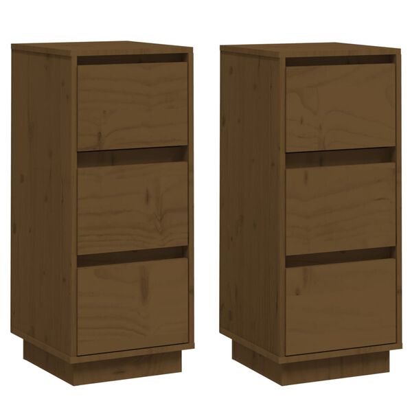 vidaXL Συρταριέρες 2 τεμ. Καφέ Μελί 32x34x75 εκ. από Μασίφ Ξύλο Πεύκου