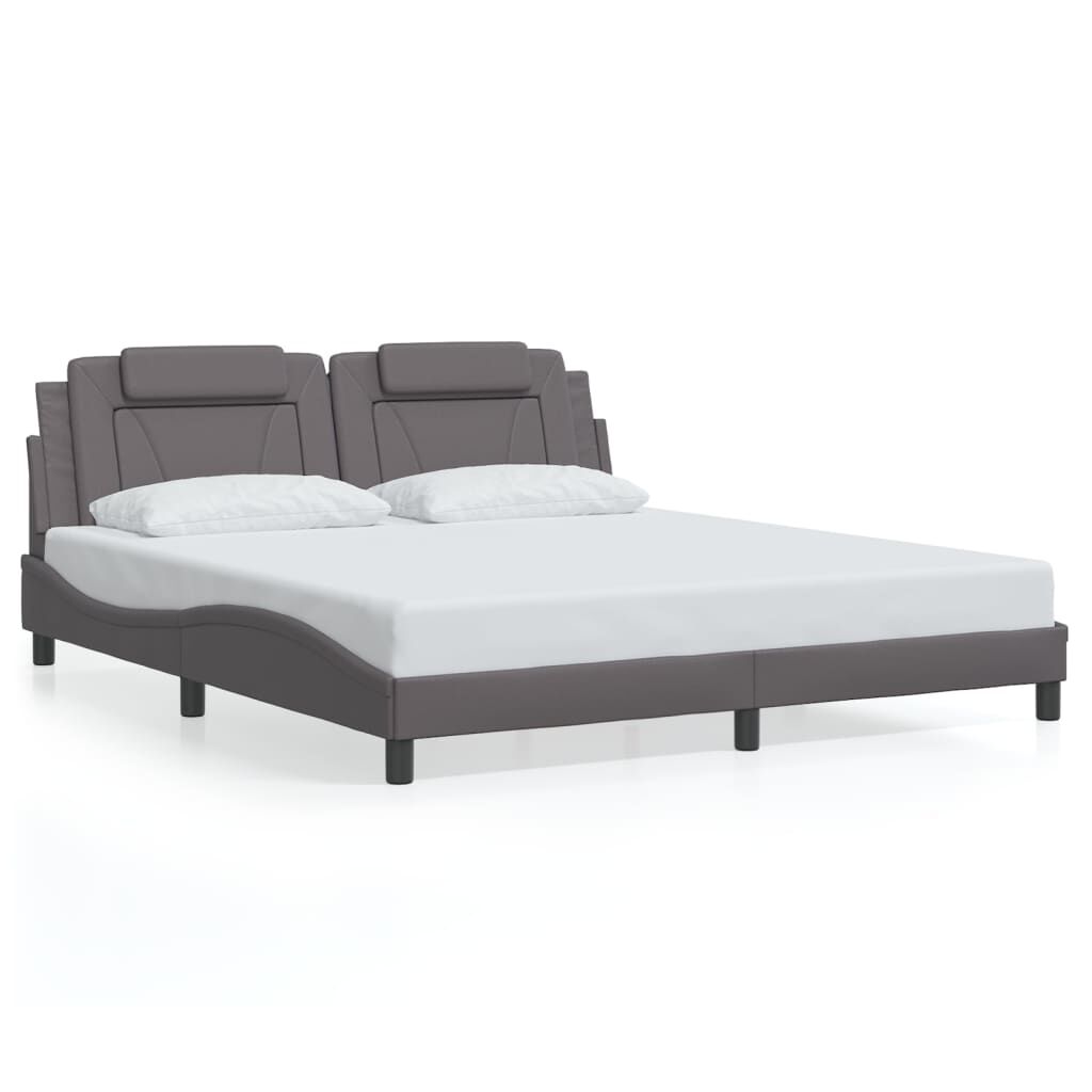 vidaXL Πλαίσιο Κρεβατιού με Κεφαλάρι Γκρι 180x200 εκ. Συνθετικό Δέρμα