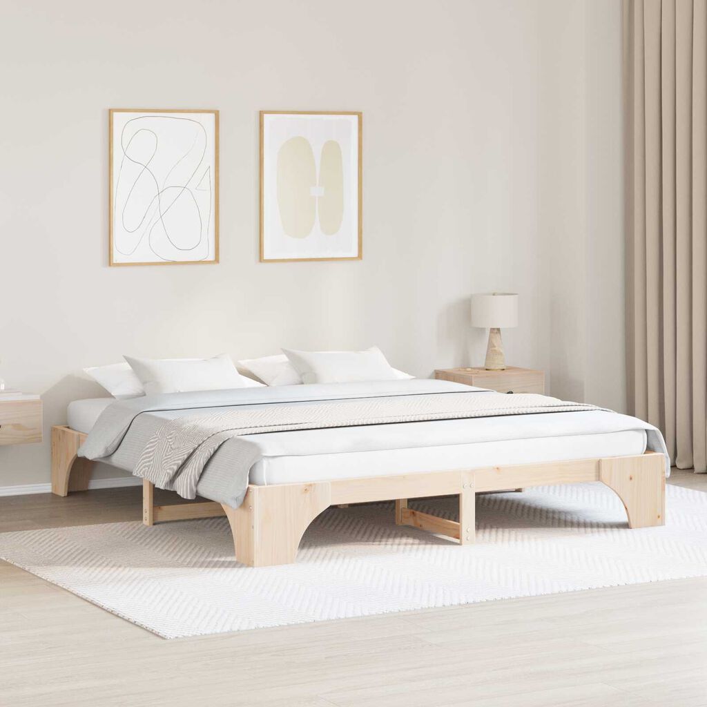 vidaXL Κρεβάτι Φυσικό Μασίφ Ξύλο Πεύκο 180 x 200 cm Απλό