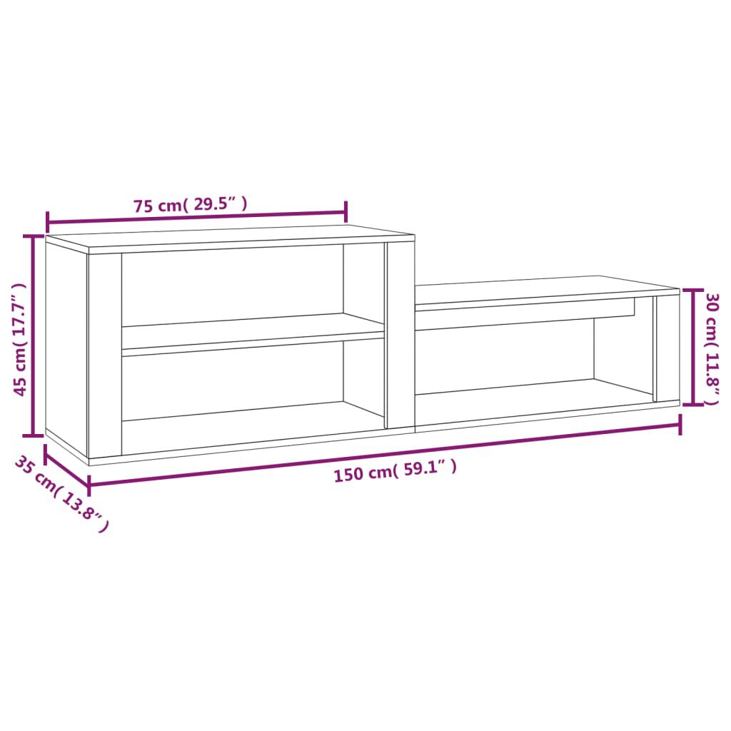 vidaXL Παπουτσοθήκη Γυαλιστερό Λευκό 150x35x45 εκ. Επεξεργασμένο Ξύλο
