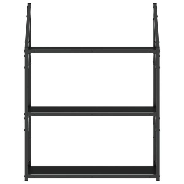 vidaXL Ραφιέρα Τοίχου με 3 Ράφια Μαύρη 60x21x78,5 εκ. Επεξεργ. Ξύλο