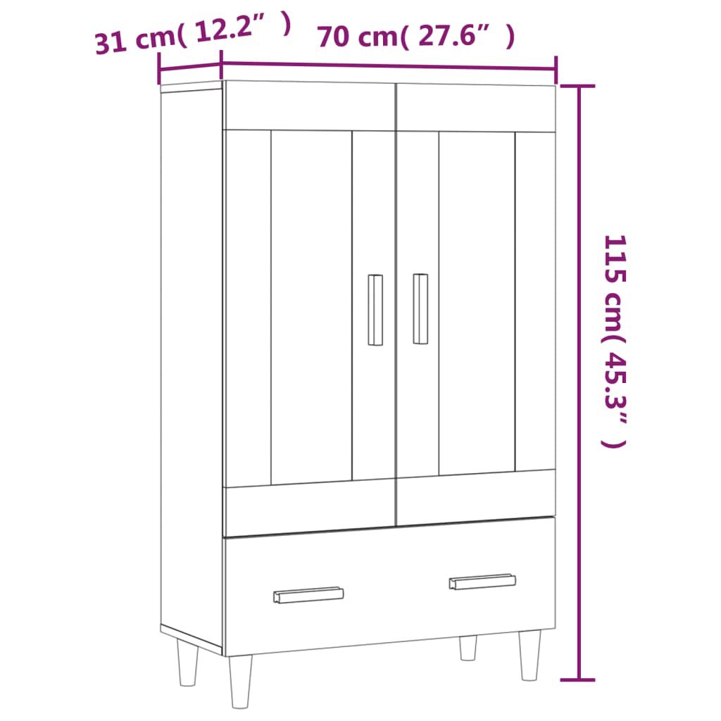 vidaXL Ντουλάπα Καφέ Δρυς 70 x 31 x 115 εκ. από Επεξεργασμένο Ξύλο