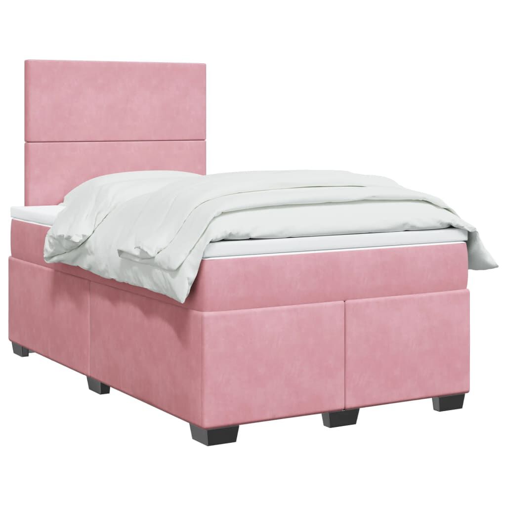 vidaXL Κρεβάτι Boxspring με Στρώμα Ροζ 120x190 εκ. Βελούδινο